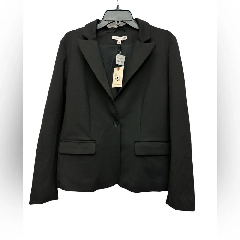 Sincerely Jules Single Button Blazer Size XL Black Notch Collar Pockets NWT